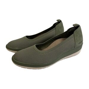 Vionic Jacey Knit Wedge Flats Olive Green Women's Size 11 Comfort Shoes Casual